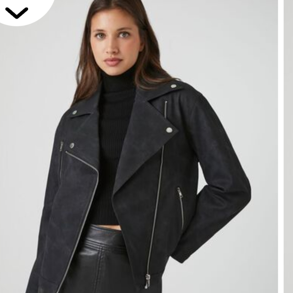 Forever 21 vegan black moto jacket textured Sz S Very substantial material